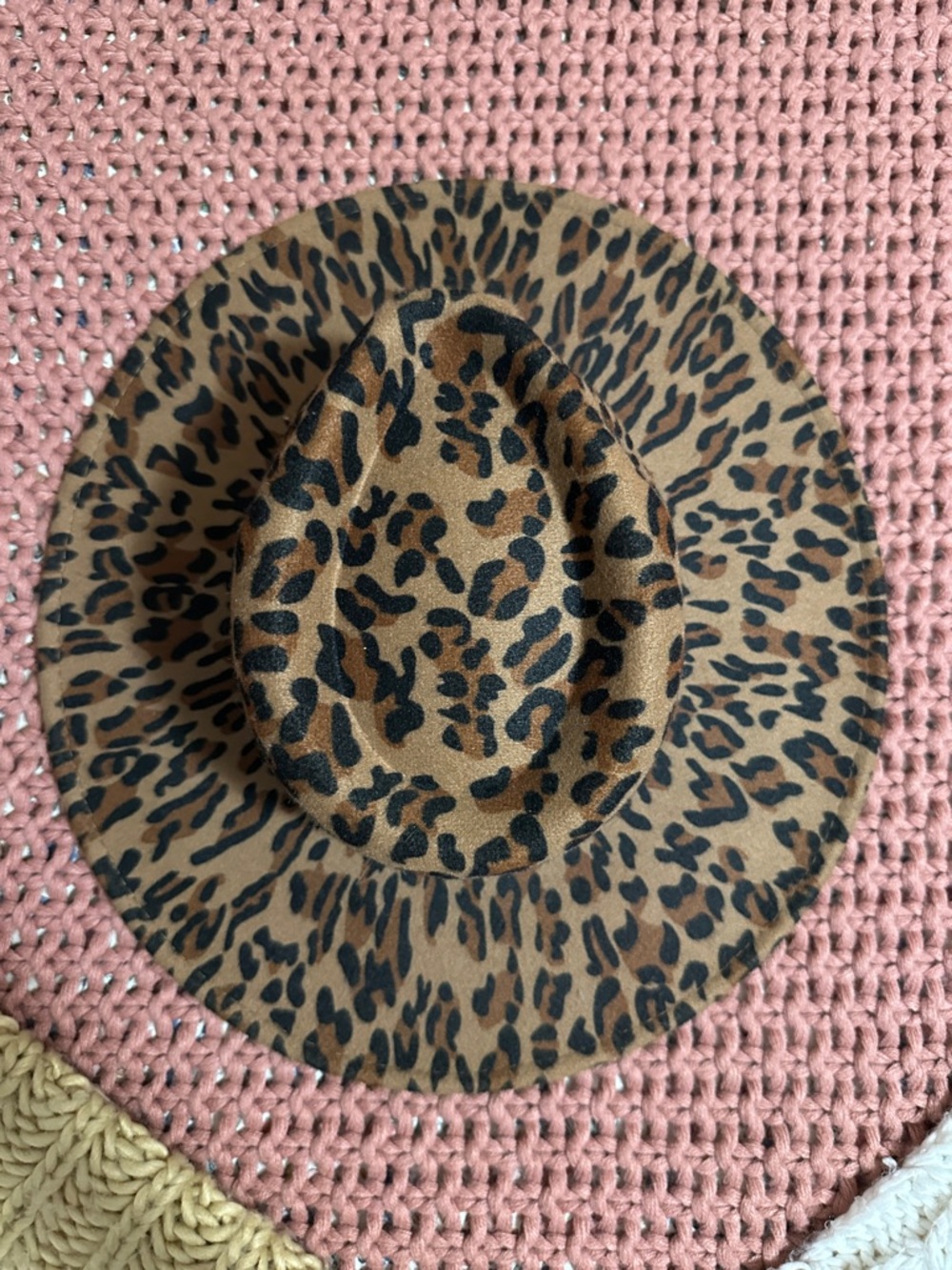 Leopard Print Wide-Brim Hat - Brown/Black